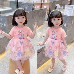 New Girls Clothes Summer Flying Sleeve Kids Dress Party Baby Dresses for Children Clothing Frozen Elsa Princess Dresses
