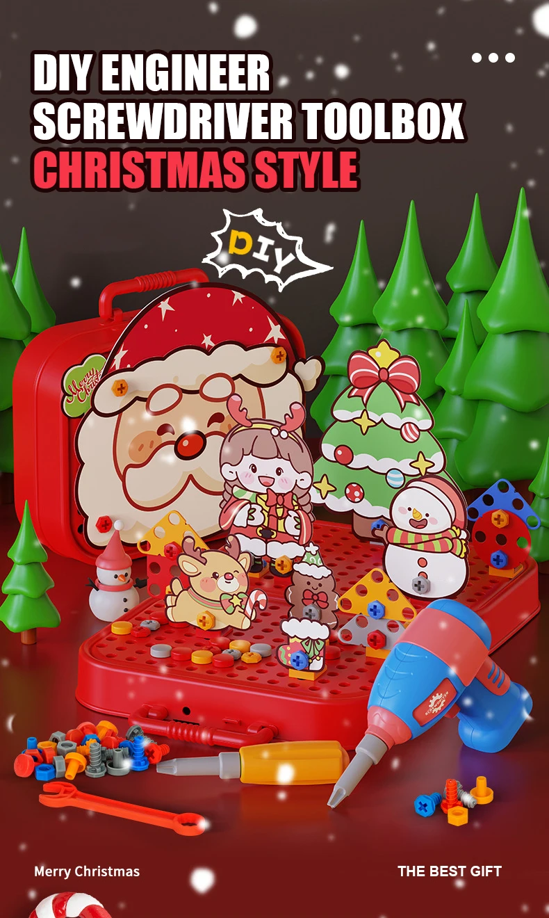 DIY Montage-Elektroschrauber-Spielzeugset Weihnachtsgeschenke Kinder-Reparatur-Werkzeugkasten Kreative Spiele Lernspielzeug für Kinder – Detail 1