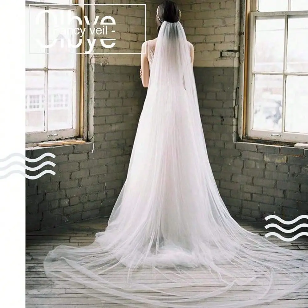 Wedding Veil 1T Fingertip Length Lace Veil For Bride Embroidered Veil With Comb Wedding Headpiece