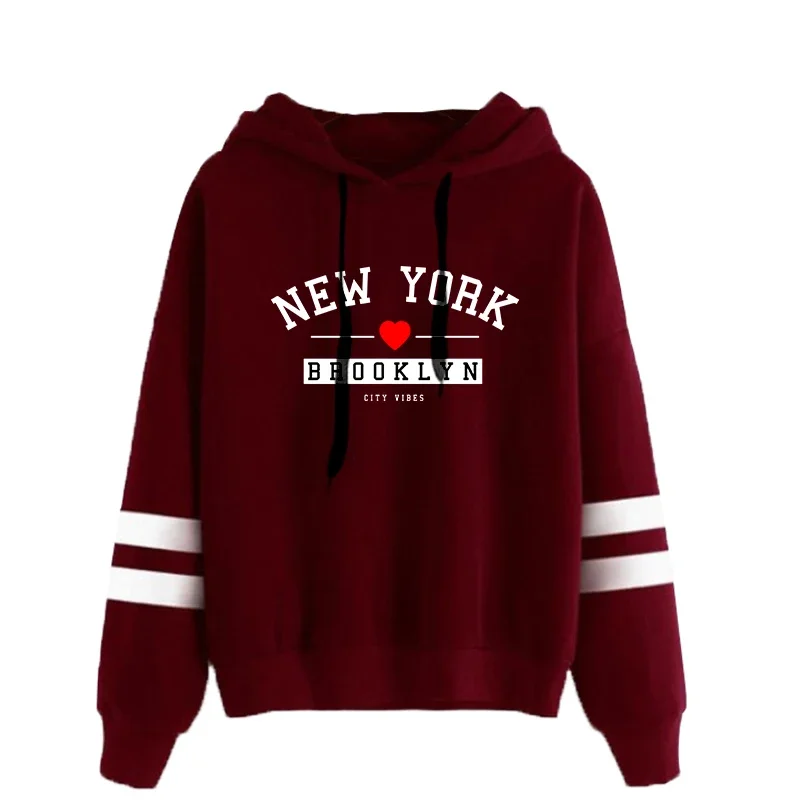 Hoodies เสื้อสตรีพิมพ์ทุกวันอเนกประสงค์ Pullovers Stripe Jogging กีฬาเสื้อผ้า Casual Street ผู้หญิง Hooded Tops 2025