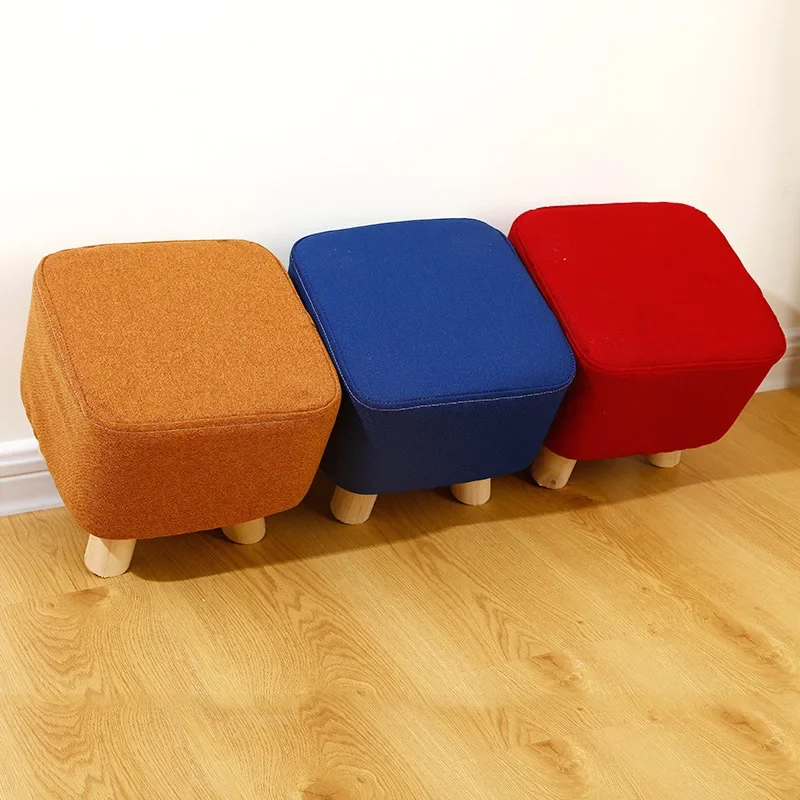 Stool Solid Wood Short Stool Cartoon Solid Color Creative Shoe Replacement Stool Sofa Small Bench