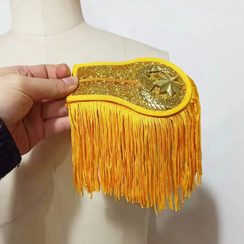 1Pair Multipurpose Shoulder Pad Epaulettes Brooch Board With Buckle Tassel Fringe Epaulets Colorful Jackets Overcoats Epaulett