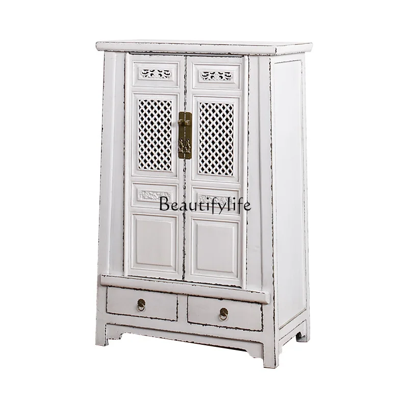 

New Chinese-style painted entrance hall entrance cabinet antique solid wood elm decorative storage cabinet