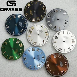 29mm Steel Roman Numerals For DateJust Black Blue Gold Silver Sunburst Watch Dial fit NH35 NH36 Automatic Diver Men Watches Part