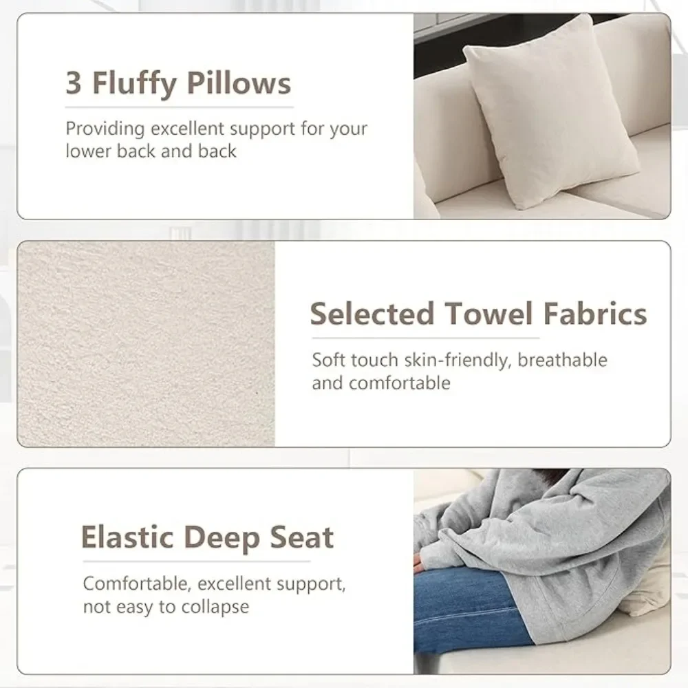 130.5” Curved Sectional Sofa, Cloud Compressed Modern Curved Sofa, 4-Seater Beige Oversized Sectional Foam Bonelss Couch