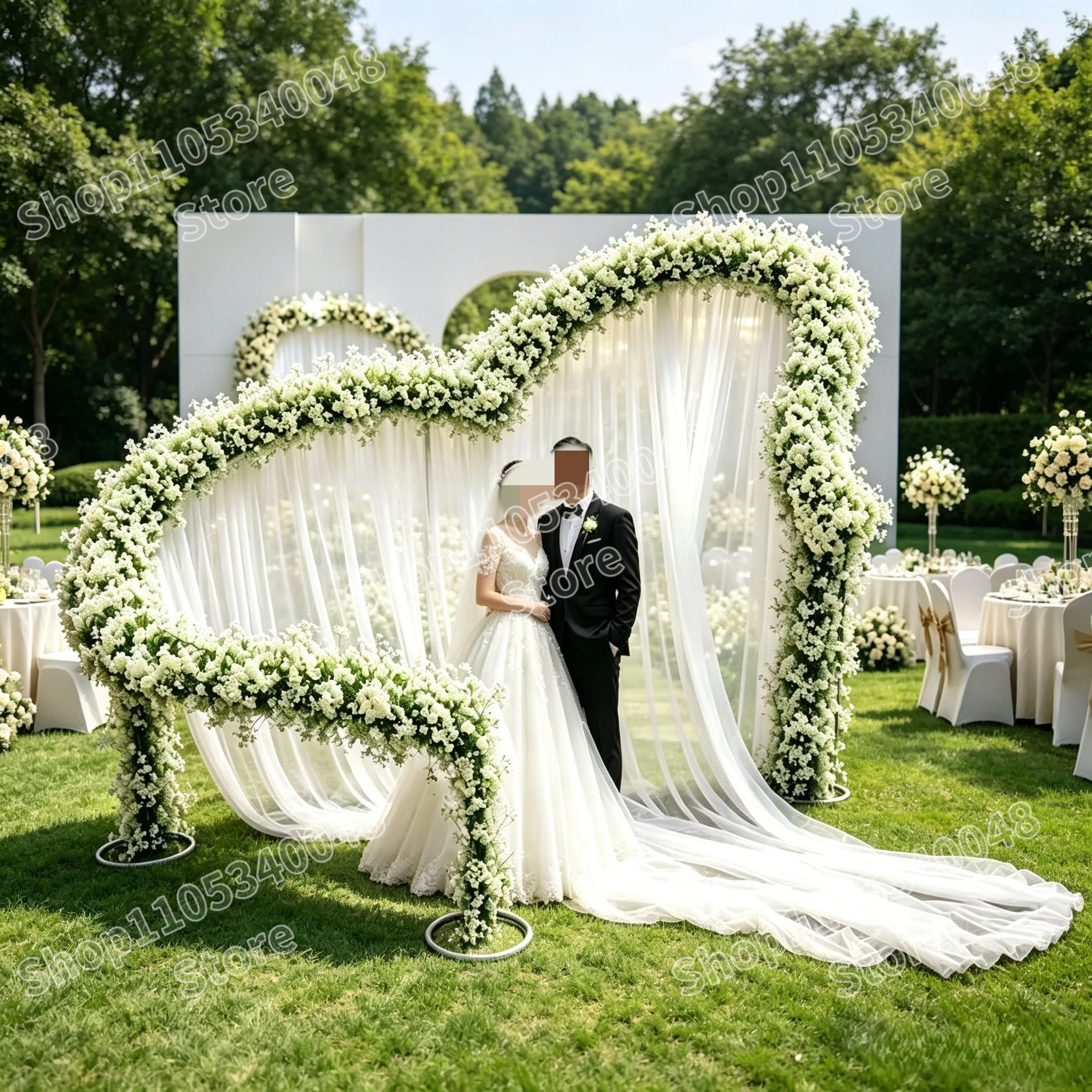 

luxury Metal Heart Arch Stand Artificial Flower Rack Backdrop Frame Outdoor Wedding Birthday Party Baby Shower Decoration ﻿