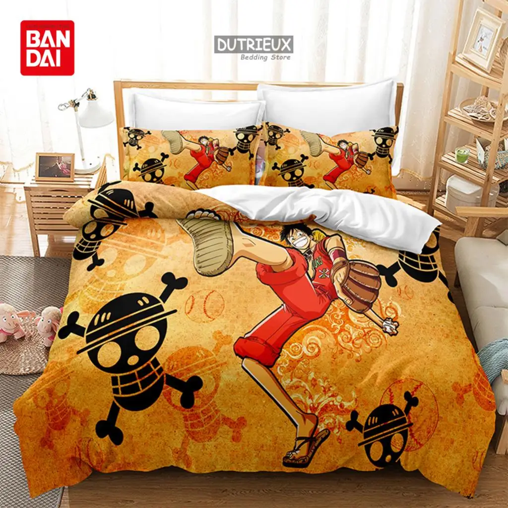 Bandai Anime Juvenile Monkey D.Luffy Bedding Set ONE PIECE Duvet Cover Set Design Bedding Set King Size Bed Comforters