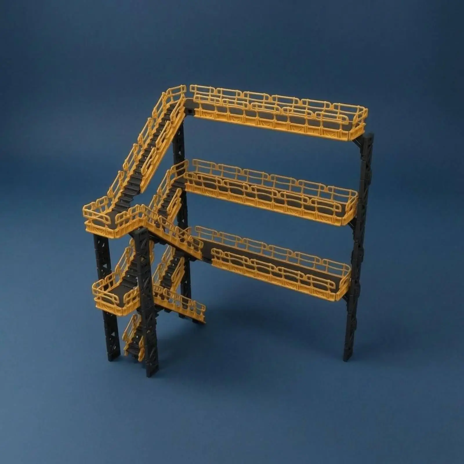 Miniature Modular Hangar Bridge Assembly Display Plastic Kit for Scale Figure Setup with Layered Deck Walkway Structure