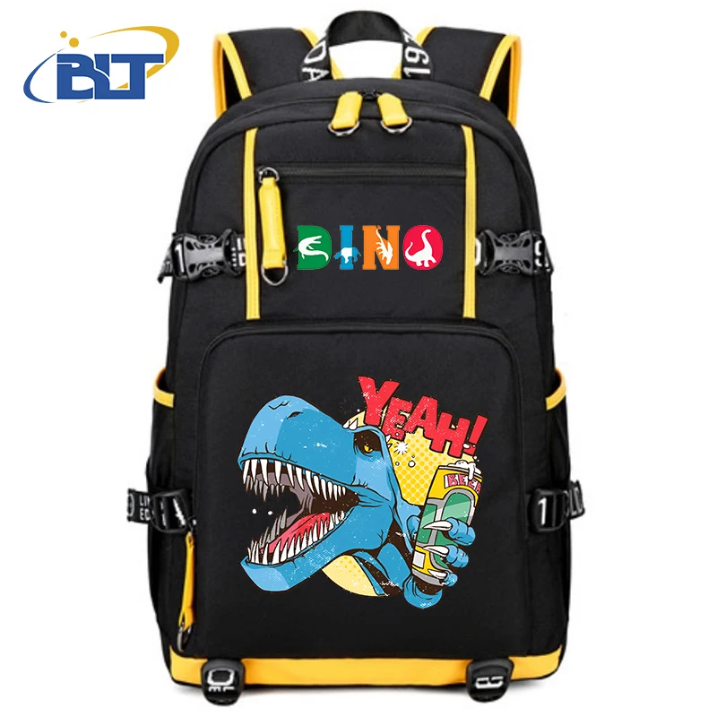 Tas punggung kapasitas besar, tas Travel kapasitas besar, tas sekolah siswa, ransel anak muda, motif dinosaurus, tas sekolah kapasitas besar, tas hadiah anak-anak