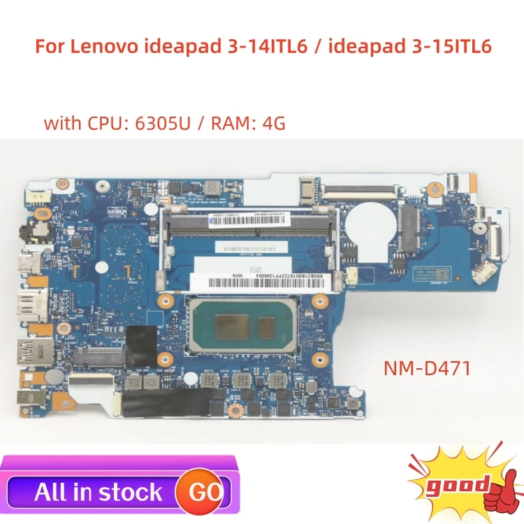 placa mae do portatil para lenovo nm d471 cpu 6305u ram ddr4 4g trabalho 100 testado ideapad 314itl6 3 15itl6 01