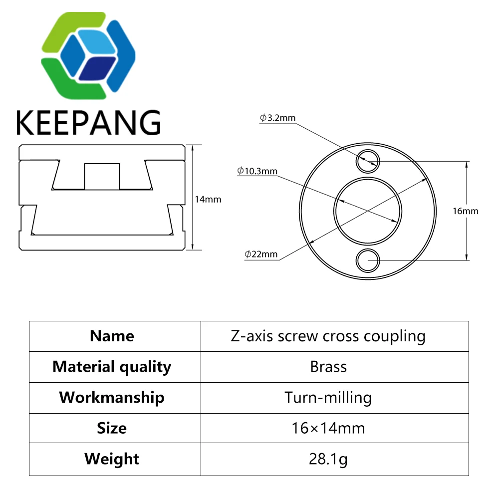 Kee Pang T8 Z-Axis Screw 16mm Oldham Coupling for VzBoT BLV 3D Printer Parts Hot Bed T8 Lead Screw Coupler Coupler