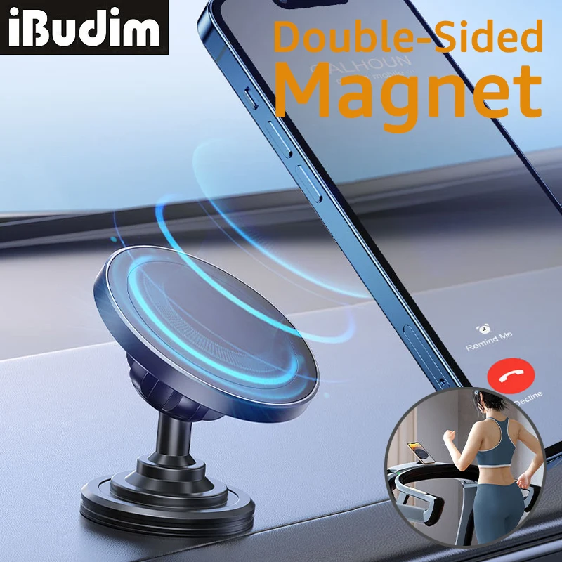 

Double Sided Magnetic Phone Holder 360° Adjustable for Gym and Golf Carts Strong Magnet Car Phone Mount for MagSafe iPhone