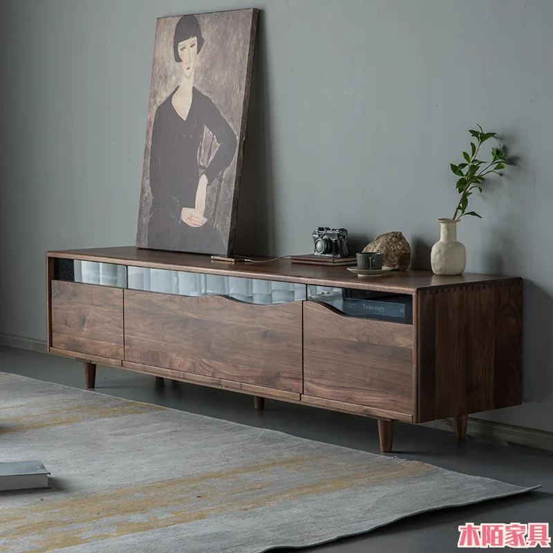 All solid wood storage cabinet North American black walnut TV cabinet Nordic modern simple creative all solid wood living room 3