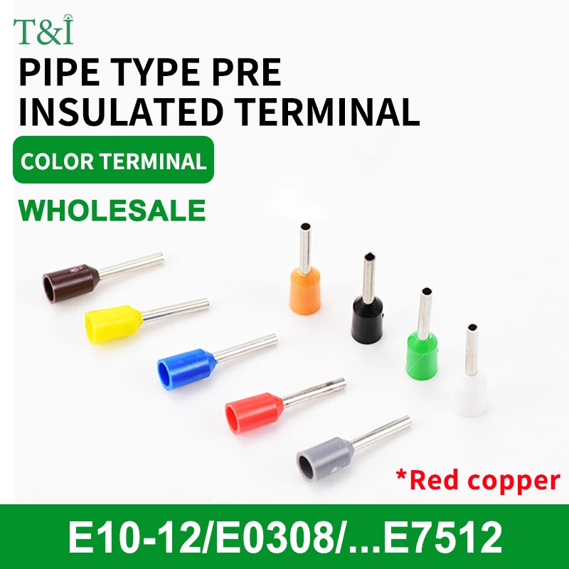 

1000 pcs copper cable insulated connector terminal Crimping terminal Cold insulated terminal VE0508 7508 1008 1508 2508 4009