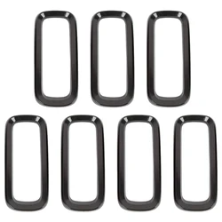7Pcs Bright black without Mesh Front Grille Inserts Sticky Grill Cover Frame Trims Kit for Jeep Renegade 2015-2018