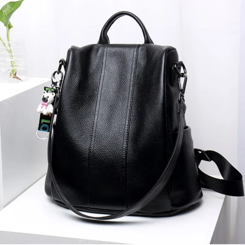 

2025 New cowhide women's backpack genuine leather solid color backpack daily Commuting backpack for women bag as gift