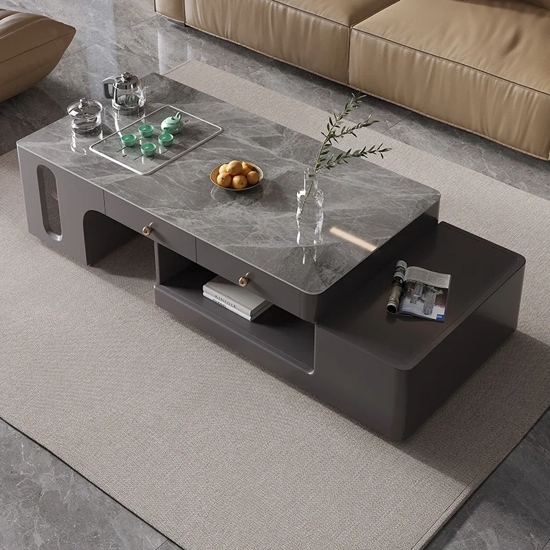 Rock Board Coffee Table, Light Luxury, Modern, Simple, Extendable, Home Living Room, High-end Multifunctional Italian Coffee Tab