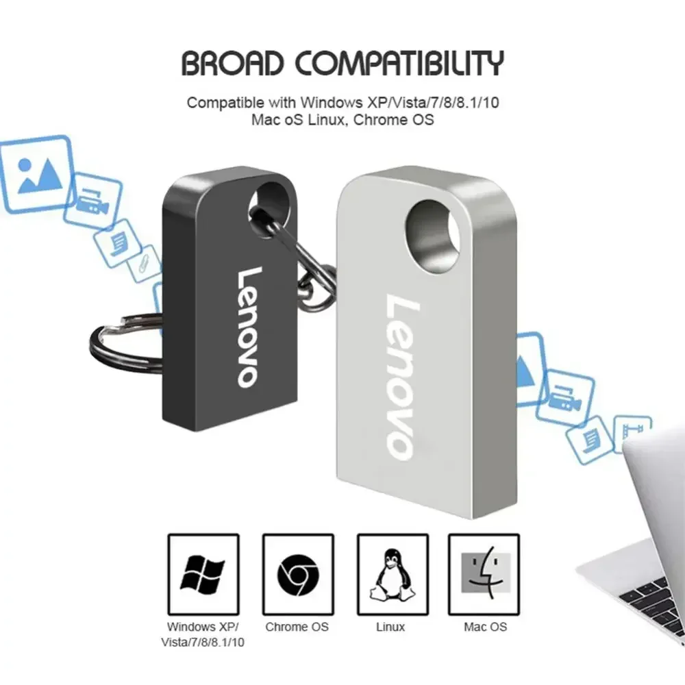 Lenovo-memoria Usb de 2TB, Pendrive portátil de Metal de alta velocidad, resistente al agua, 1TB, 512GB, 256GB, 128GB