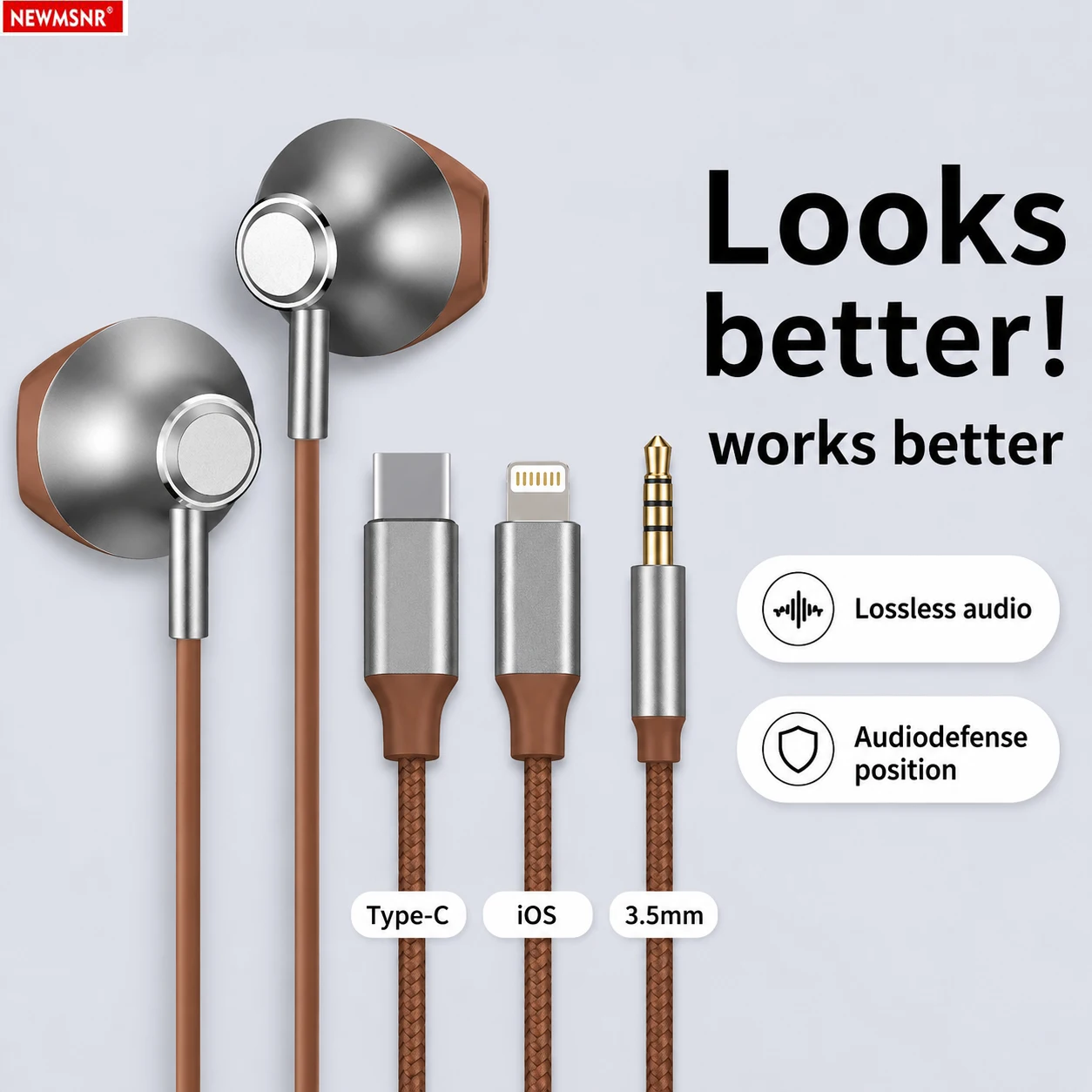 Metal Design 9D Surround Sound Wired Earphones Type-C&3.5mm Headphones With Mic In-Ear Sports Gaming Headsets For Iphone/Samsung