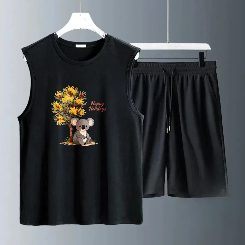 الرجال تانك الأعلى مجموعات تنفس مجموعة ملابس للرجال البوليستر بدلة على الموضة للرجل الرجال البلوز مجموعة Summe قصيرة الأكمام + السراويل #3