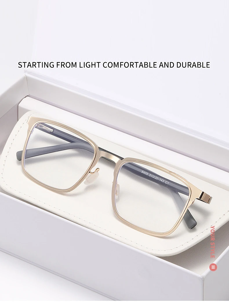 Photochrome Myopie-Brille, Business-Vollformat, modisch, ultraleicht, für Herren, quadratisch, Tr90-Tempel, Myopie-Brille 8405 – Detail 1