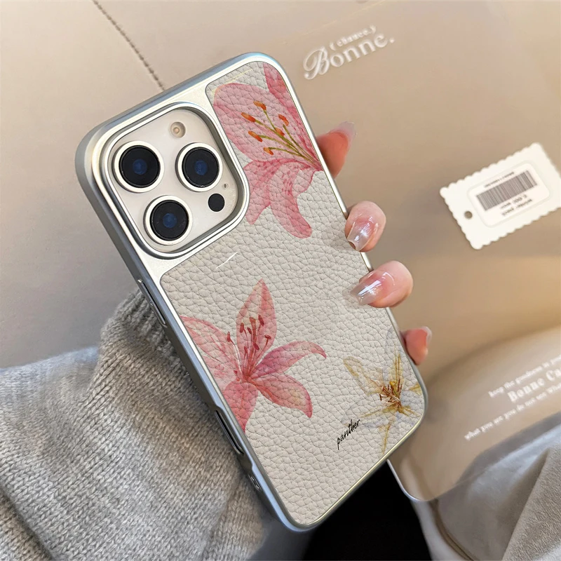 حافظة هاتف فاخرة أنيقة من جلد الزنبق لهاتف آيفون 11/12/13/14/15/16/17 Pro Max AIR PLUS