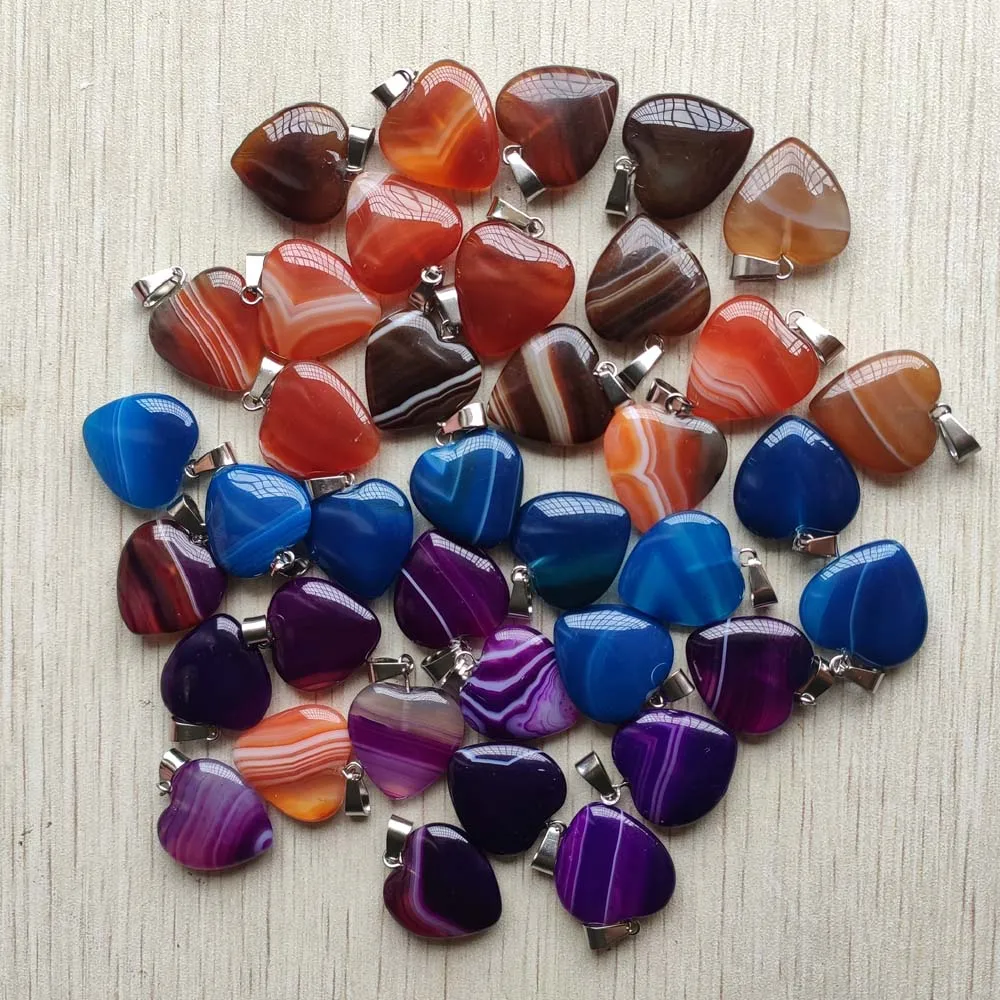 

Wholesale 36pcs/lot fashion good quality mixed stripe onyx heart shape charms pendants for jewelry making 20mm free shipping