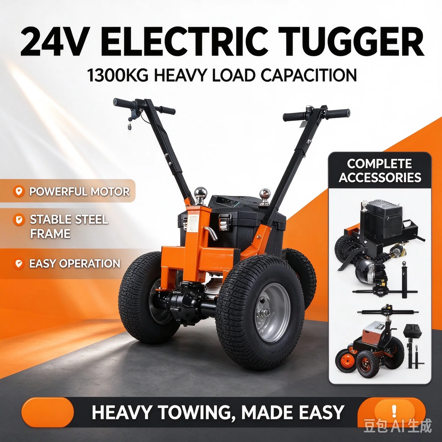 Trailer Easy Pulling Tow Dolly For Camper Vehicle Caravans Electric Trailer Dolly Utility Dolly 1.3T/1.6T/2T/3T 500W