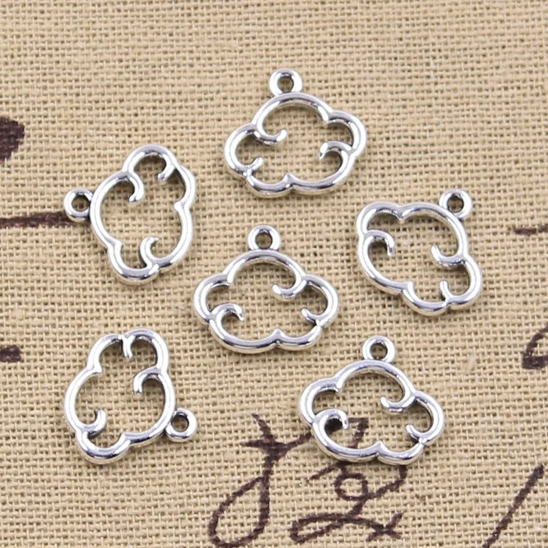 hroryn 30pcs Charms Floating Clouds 13x15mm Antique Silver Color Pendants Making DIY Handmade Tibetan Finding Jewelry