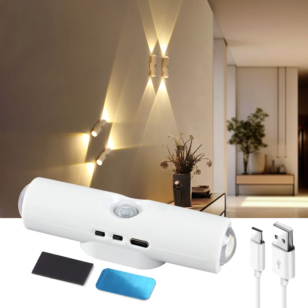 Motion Sensor LED Light Wireless LED Night Light Bedside lamp USB Rechargeable Cabinet Wardrobe Lamp Staircase Backlight Kitchen