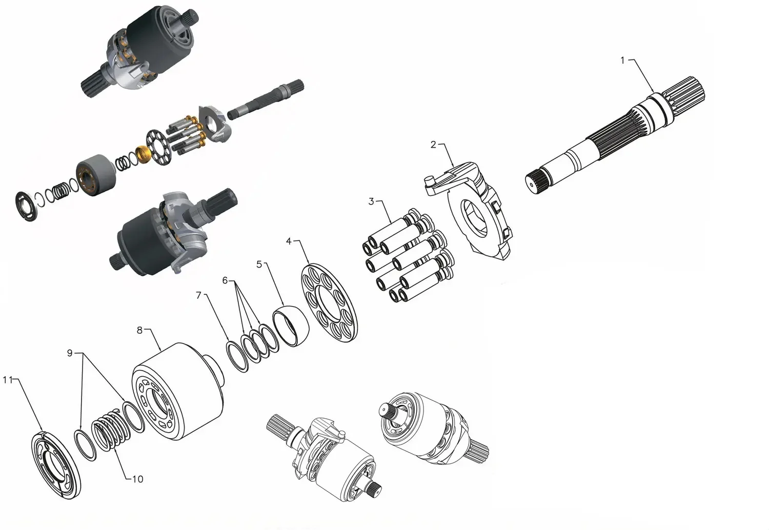 

A10VG45 запасные части двигателя гидравлического поршневого насоса для REXROTH комплекты для ремонта поршневого насоса приводной вал перекоса пластина
