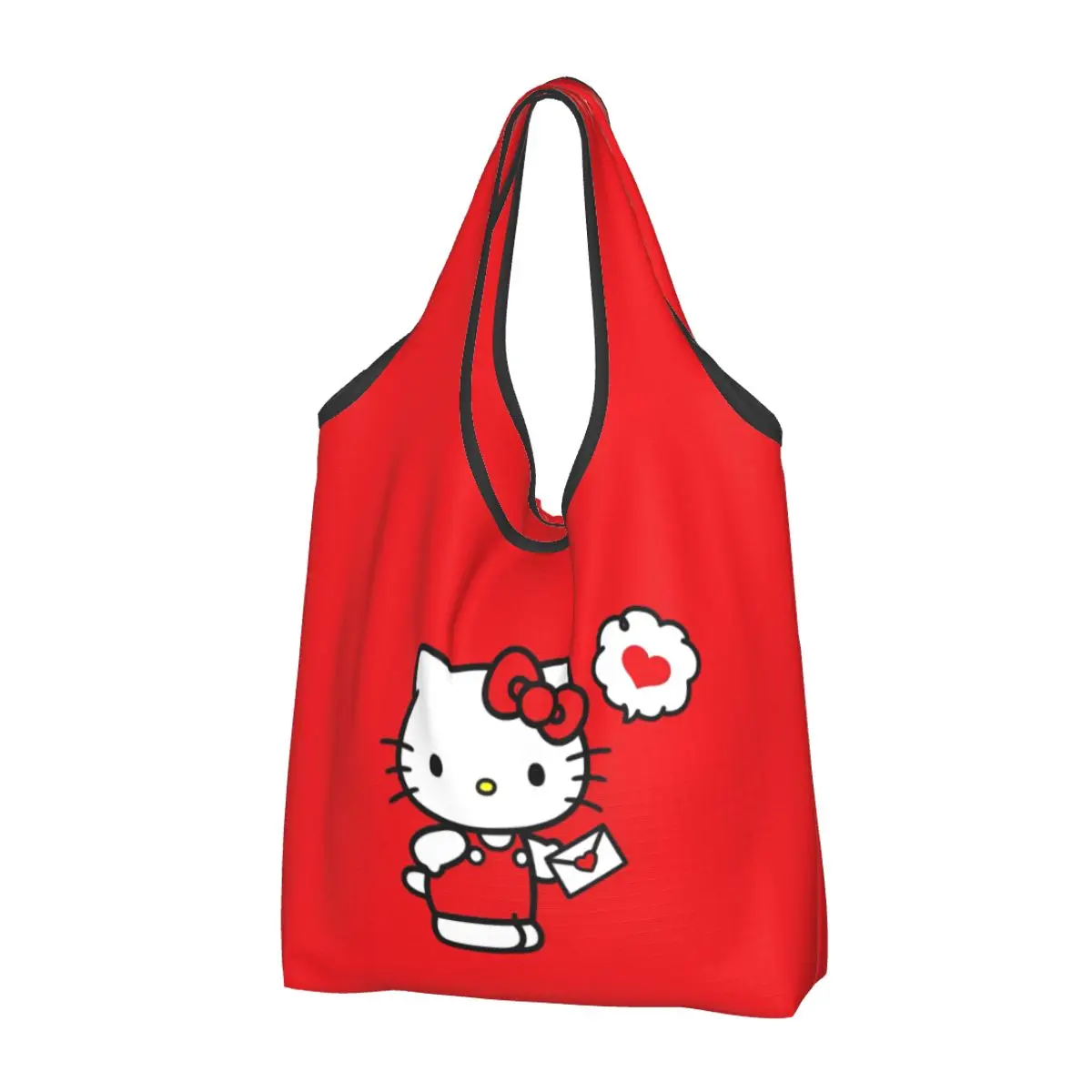 

Hello Kitty Heart Reusable Shopping Grocery Bags Foldable 50LB Weight Capacity Eco Bag Eco-Friendly Lightweight