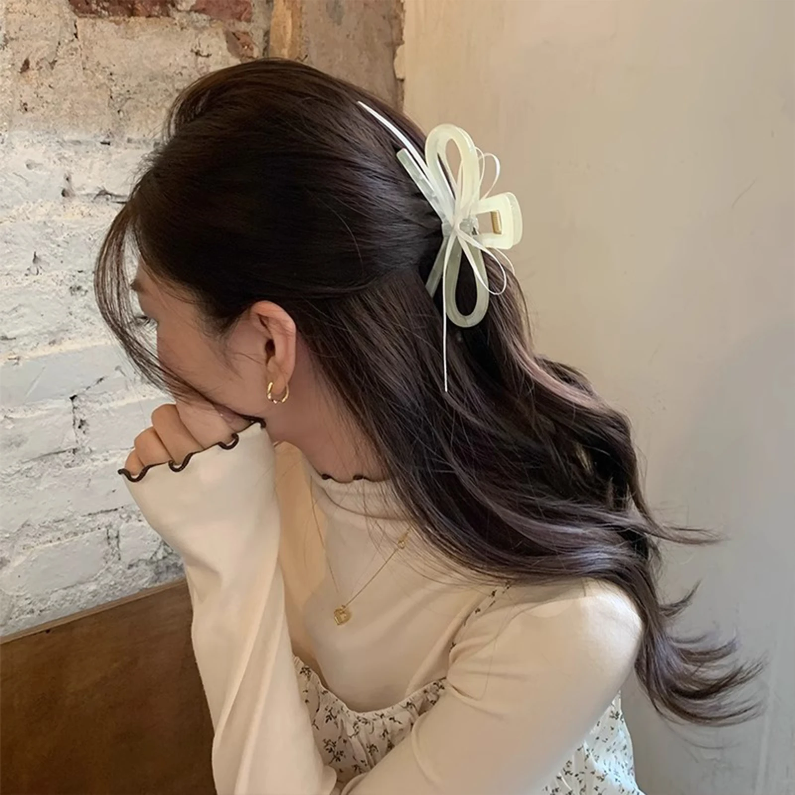 2025 neue Acryl Haar Klaue Band Bogen Transparent Shark Greifer Für Frauen Mädchen Sommer Im Freien Einfache Haar Zubehör 12 cm – Detail 7