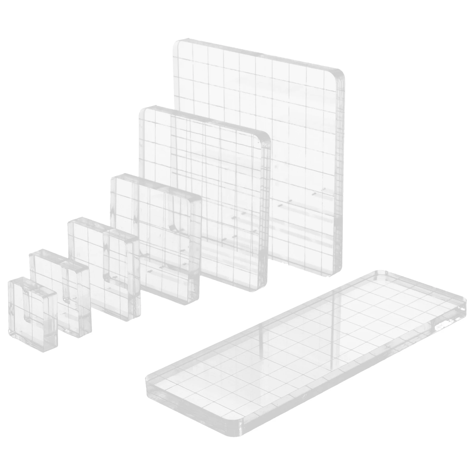

7Pcs Clear Acrylic Stamping Blocks Transparent Seal Plates for H made Crafts DIY Supplies Stamp Accessories Tools