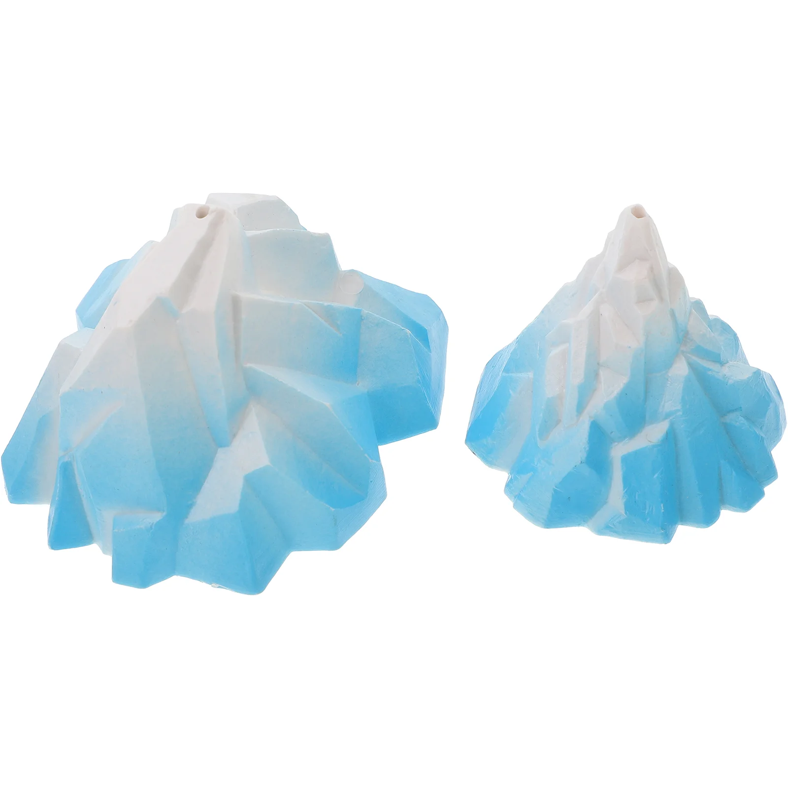 2 Pcs Iceberg Simulated Decoration Fish Tank Tiny Floeberg Figurine Artificial Sky-blue Bride