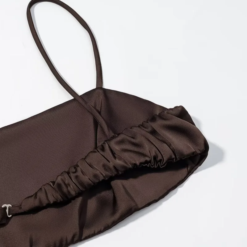 CharmChant femmes marron Satin asymétrique dentelle superposition découpe robe Cape manches luxe élégant fête modeste robes de soirée