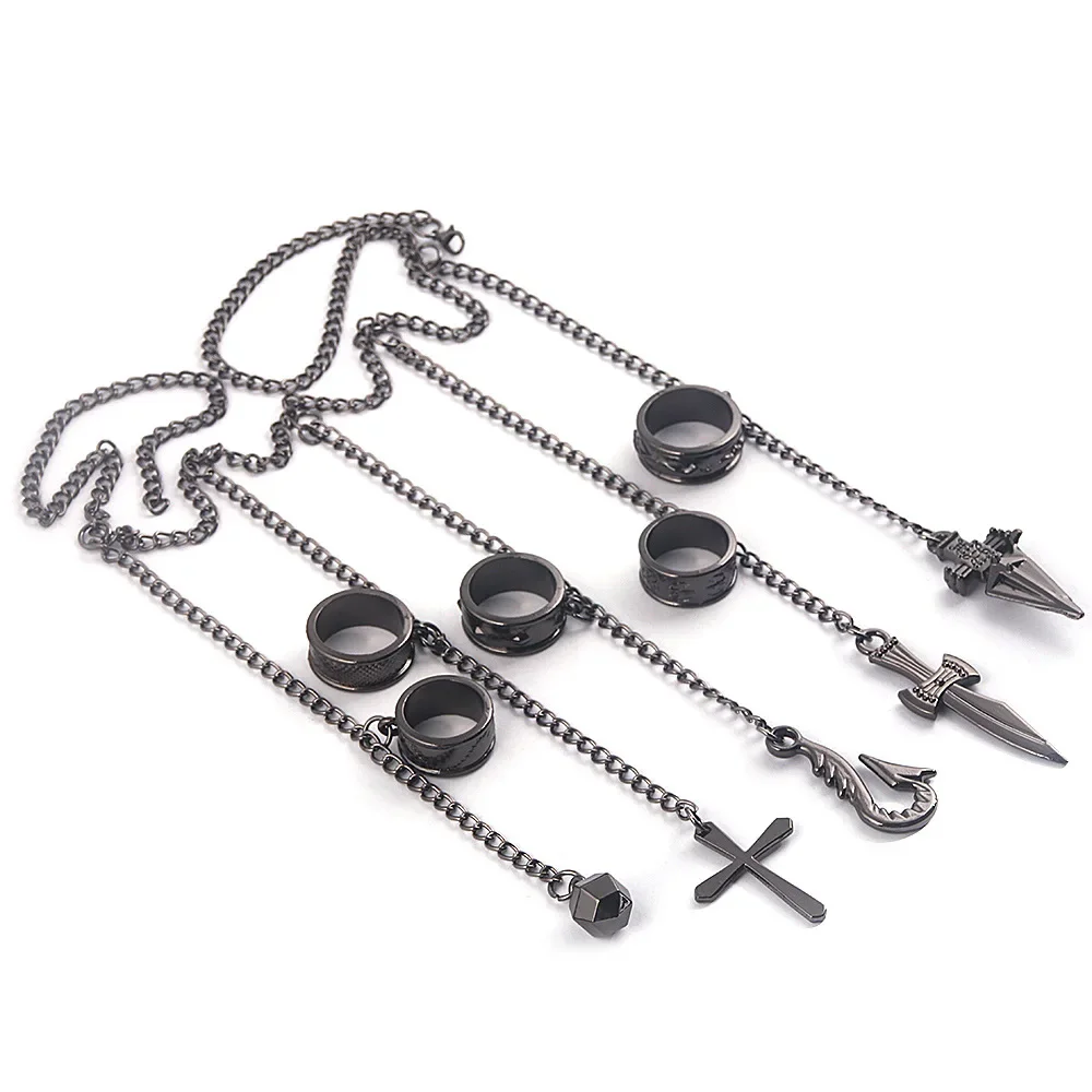 Anime HUNTER×HUNTER Kurapika Finger Chain Bracelet Cosplay Jewelry Anime Accessories Man Bracelet Ring Chain Decorative Gift