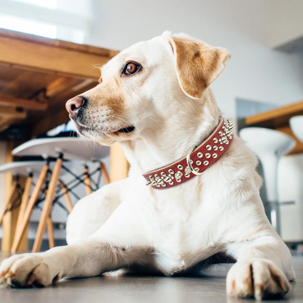 Spiked Studded Leather Dog Collar For Small Medium Dogs Bulldog Adjustable Anti-Bite Puppy Neck Strap Collars Pet Accessories