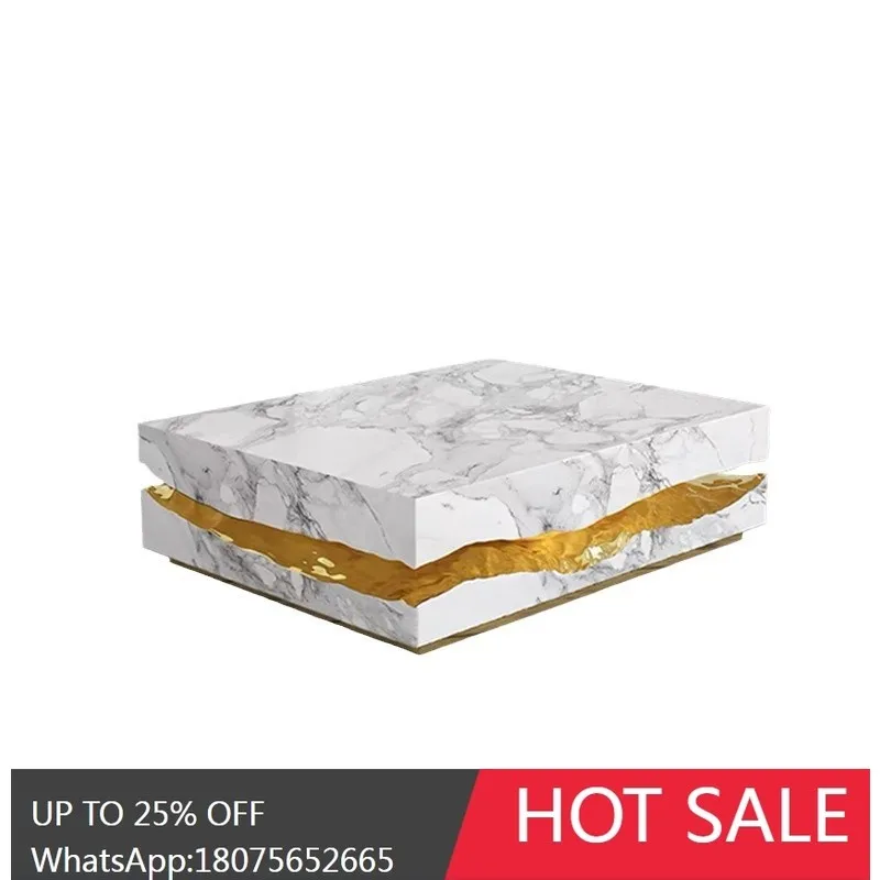 MJY Marble Coffee Table Living Room Personality Creative Light Luxury Stainless Steel Tea Table