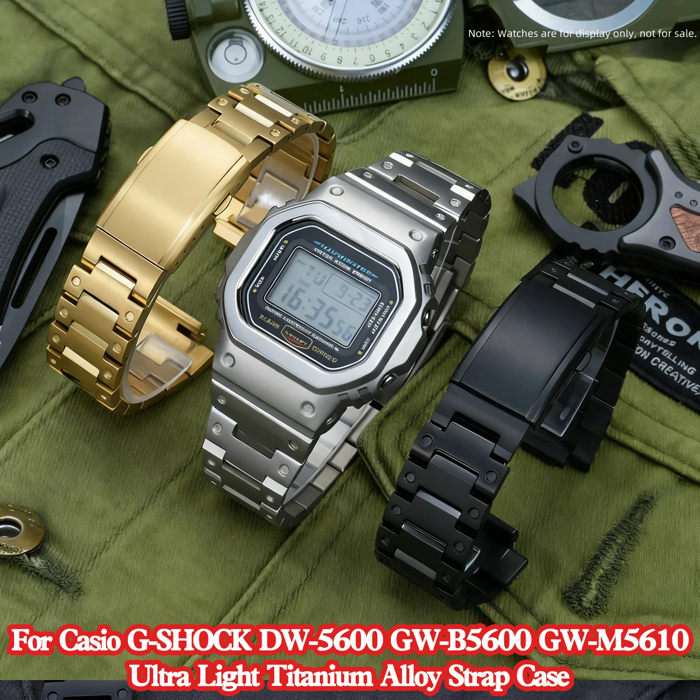 

DW-5600 DW-5610 Ultra Light Titanium Alloy For Casio G-SHOCK DW-5600 DW-5610 GW-B5600 GW-M5610 Men's Strap Case Steel Gold Black
