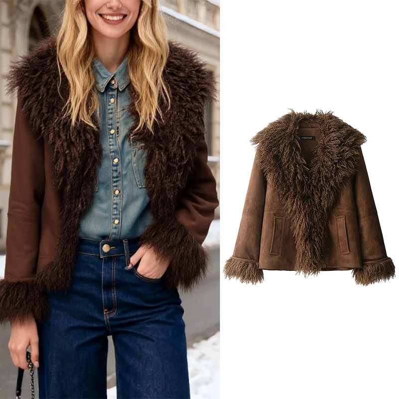 

Женское пальто из искусственного меха, осень-зима 202, новые модные парки, утепленное пальто для женщин, повседневная шикарная женская куртка