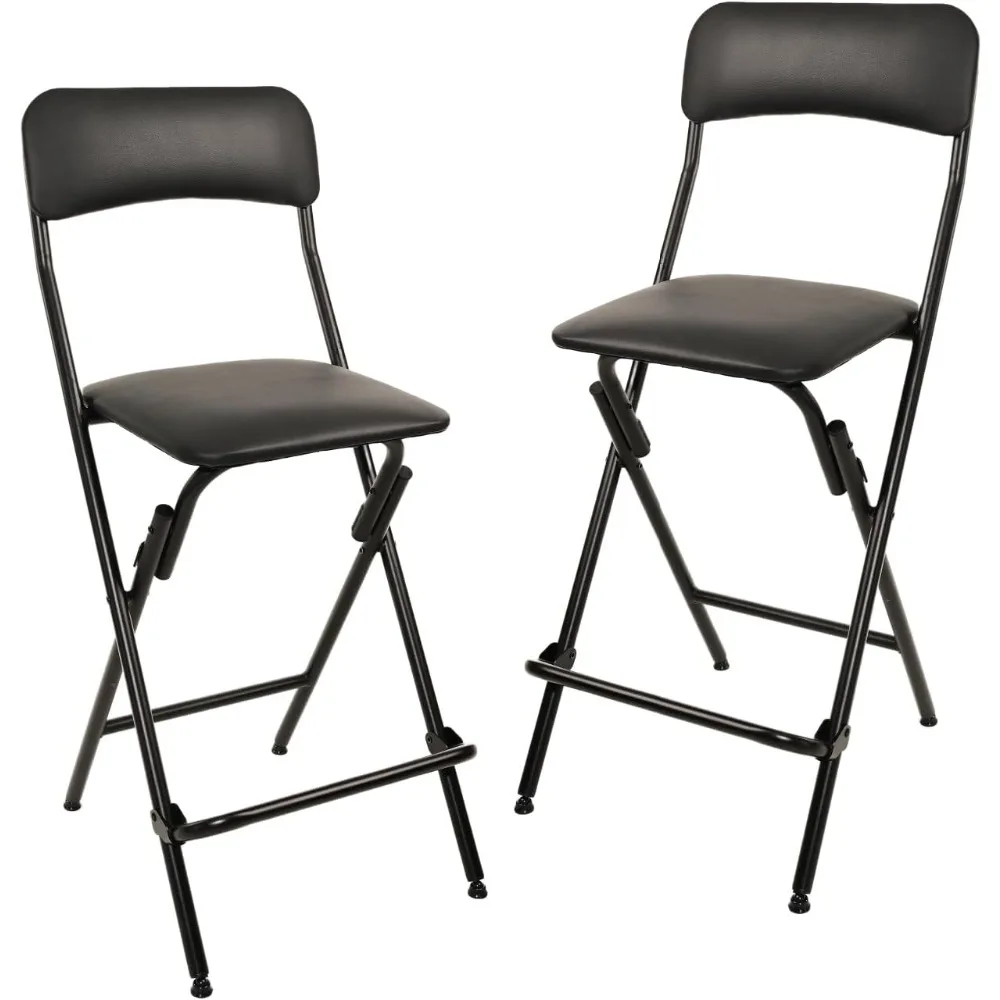 

Folding Stool with footrest, 300lb Capacity, 24" Height, Black, Set of 2