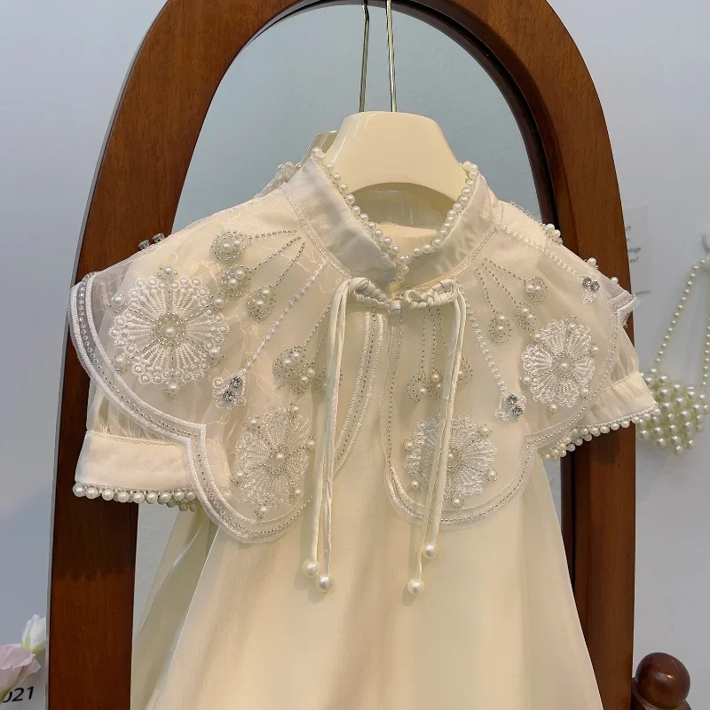 สาวแต่งตัวฤดูร้อนเด็กกี่เพ้าเจ้าหญิงชุดใหม่T Ulleไหล่ชุดRopa De Niñaสาวเสื้อผ้าใหม่