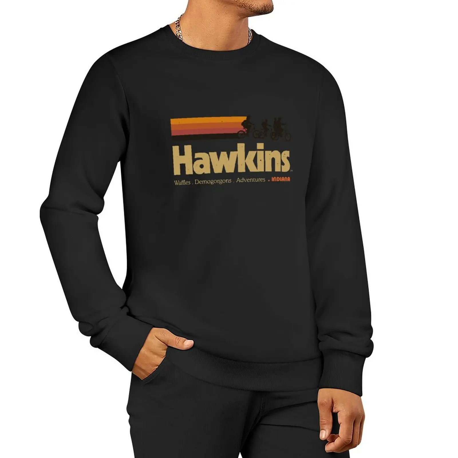 

Visit Hawkins Indiana Vintage 80's TV Series Sweatshirt graphic t shirts men men wear new in sweatshirts