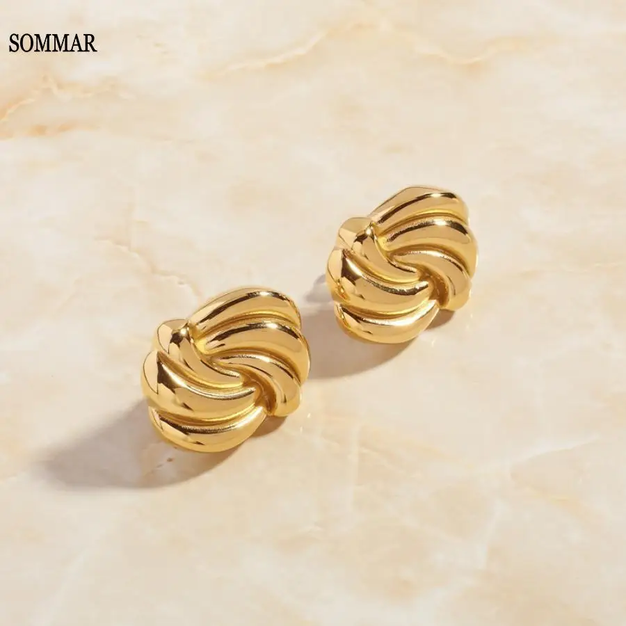 SOMMAR Hot Sale Gold Plated women stud earrings Round bead tassel earrings women earrings Wedding Jewelry Accessories