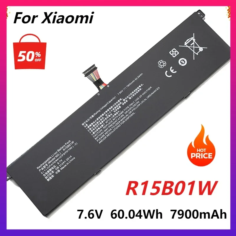 

R15B01W New Laptop Battery for Xiaomi Pro 15.6" GTX TM1701 Series Notebook 7.6V 60.04Wh 7900mAh 4 Cells Xiao Mi