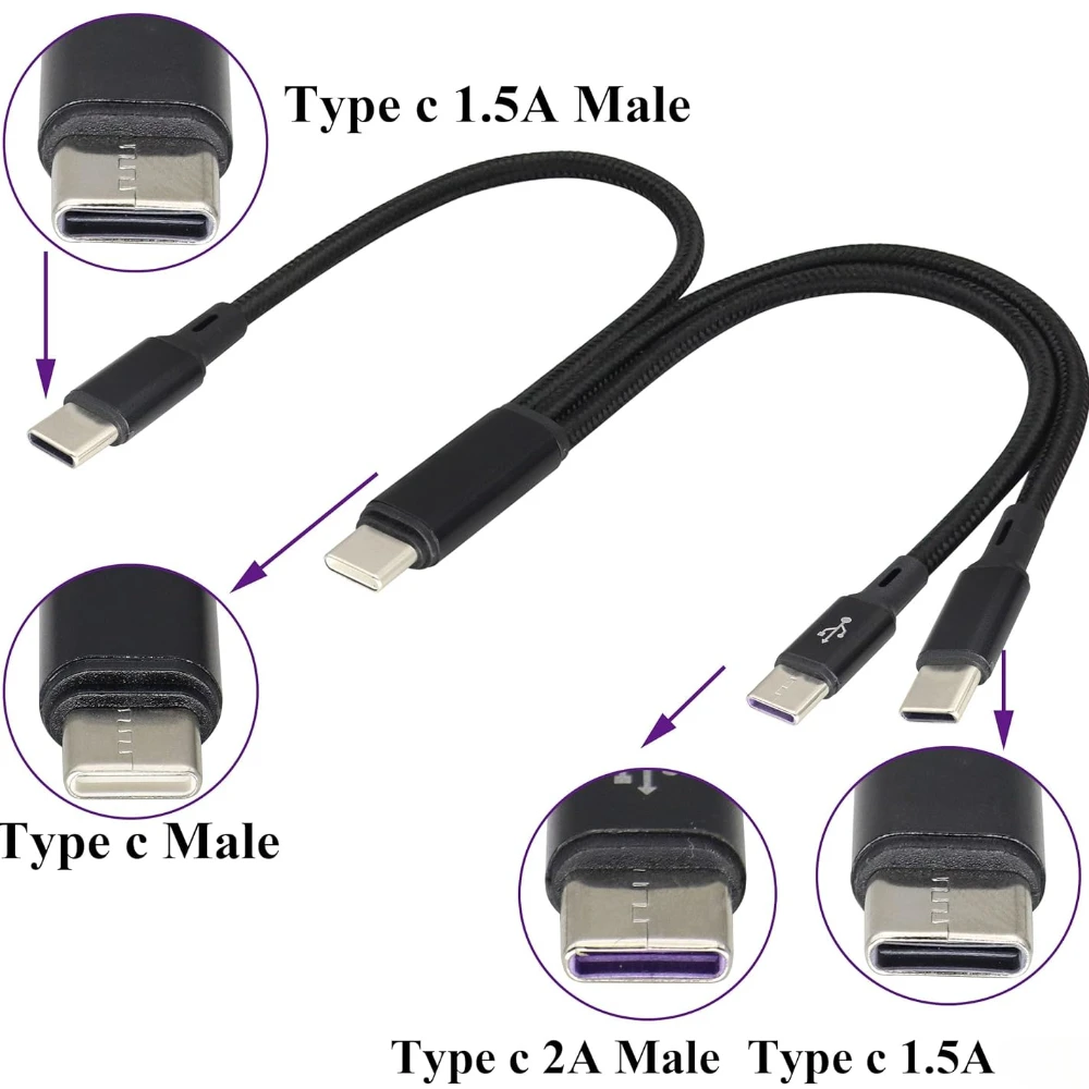 3 in 1 USB Type C Cable USB C to Type C Charging Cable For ipone Samsung Huawei  Mate60  Xiaomi  3in1 Micro USBC Cable 0.2M/1.2M