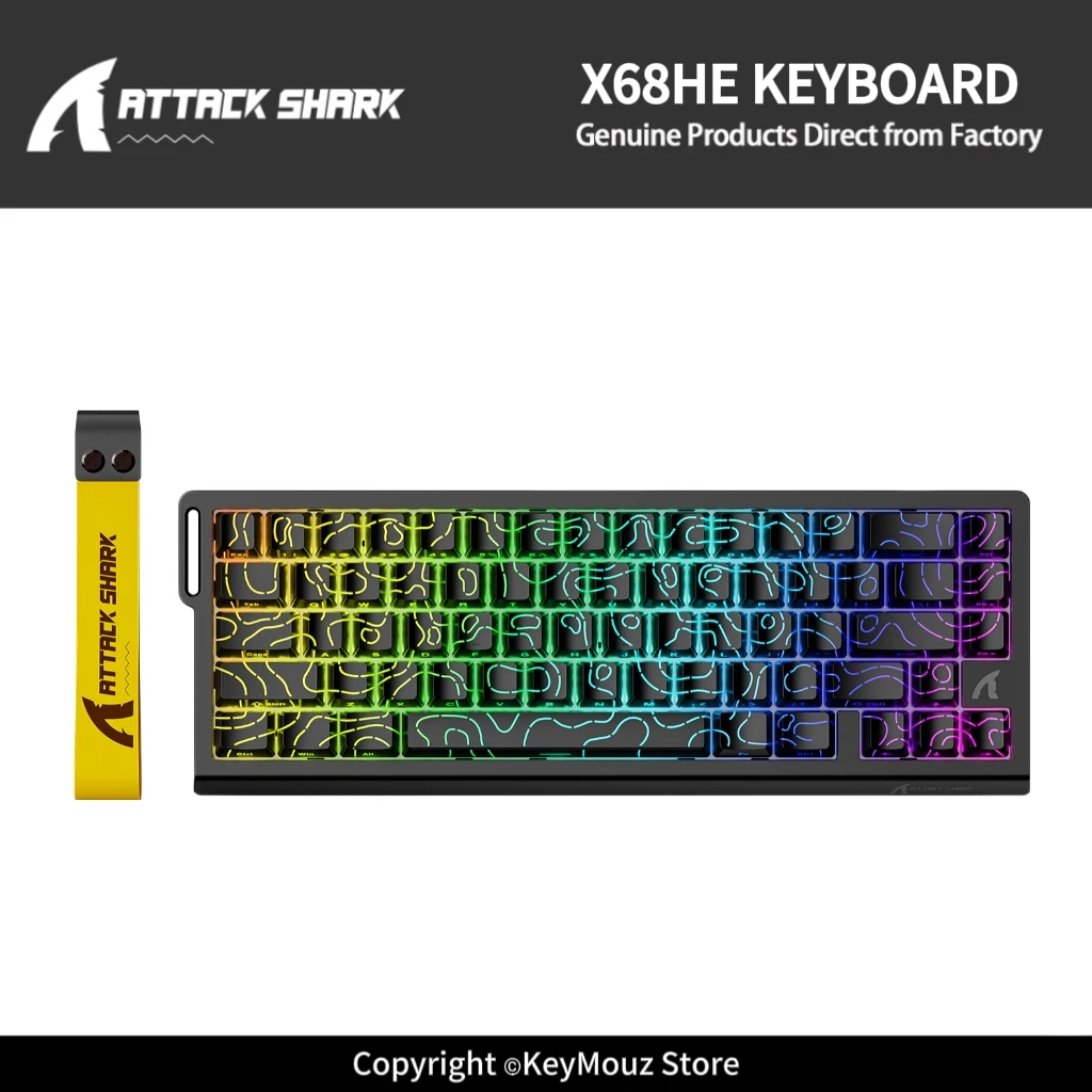 ATTACK SHARK X68HE Gaming Keyboard Wired 8K Hot-swappable Adjustment Aluminum Locating Plate Adjustable Keys Web Driver for PC