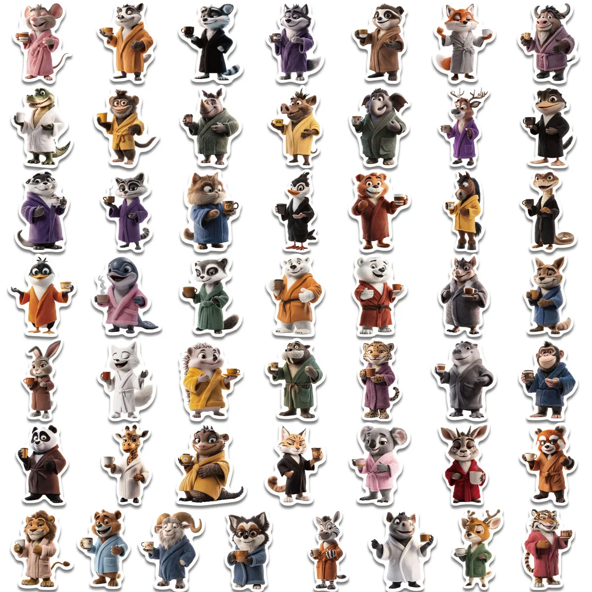 50 pçs café bebendo animais adesivos diy caso de telefone notebook copo água decoração da motocicleta adesivos à prova dwaterproof água brinquedo