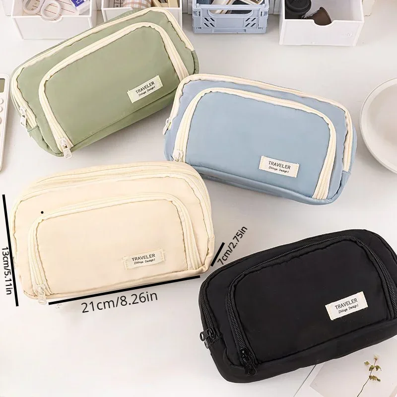 Saco de lápis estético de grande capacidade, estojo escolar, porta-canetas, bolsa com zíper, suprimentos para meninas e crianças